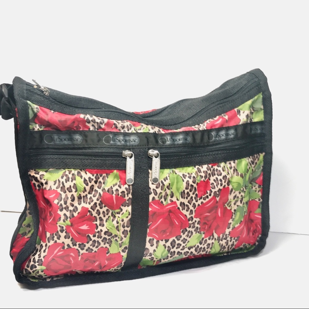 LESPORTSAC Rose Leopard Crossbody Handbag Purse